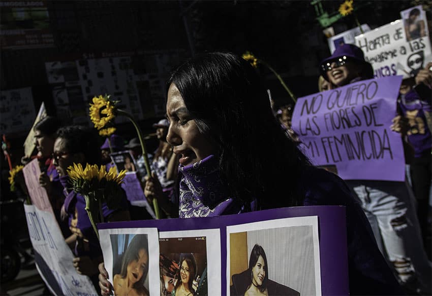 Family and friends of Ariadna joined feminist collectives in a protest march on Sunday in Mexico City.