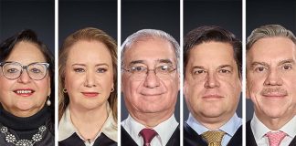 Candidates to become Mexican Supreme Court chief justice in 2022, left to right: Norma Lucía Piña Hernández, Yasmín Esquivel Mossa, Alberto Pérez Dayán, Alfredo Gutiérrez Ortiz Mena and Javier Laynez Potisek