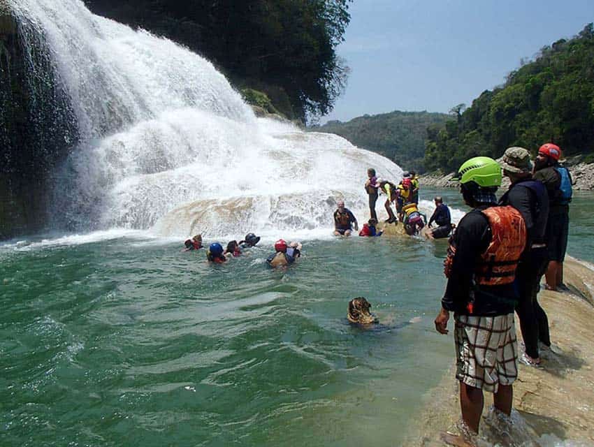 SierraRios-led kayaking group swimming in Usumacinta River in Mexico