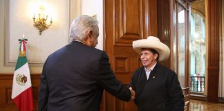 President López Obrador in a 2021 meeting with former president of Peru, Pedro Castillo.