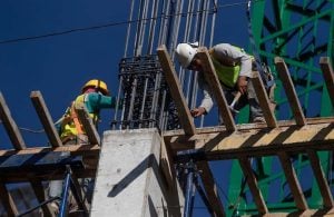 Construction workers in Mexico City's Condesa neighborhood.