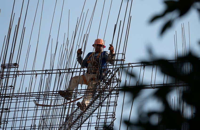 Construction worker in Mexico City.