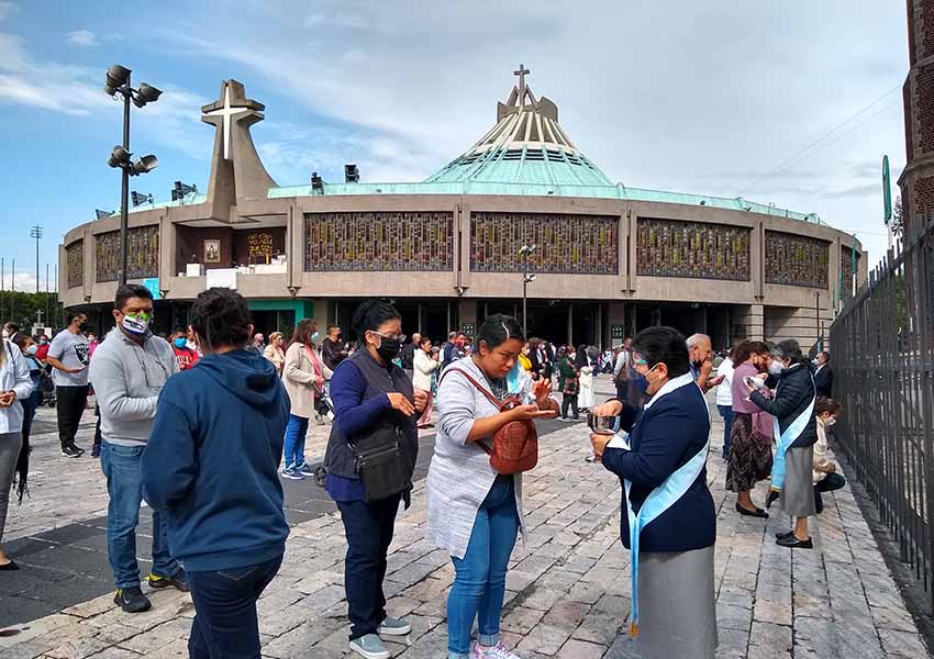 Visitors to the Guadalupe Basilica in Mexico City