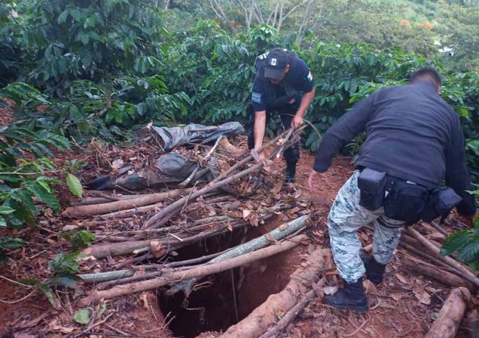 Mexico's National Guard uncovering a clandestine pipeline tap in Jalpan, Puebla.