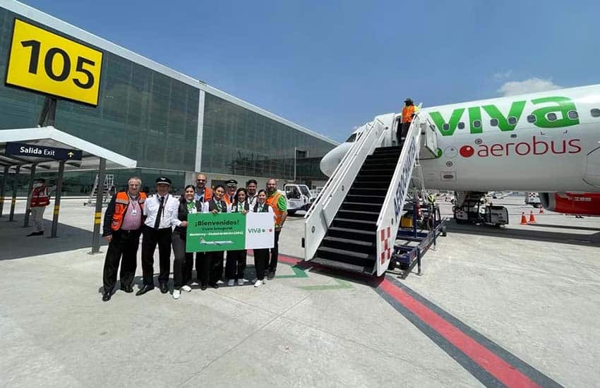 Viva Aerobus inauguaral flight to Monterrey from Felipe Angeles international airport in Mexico city