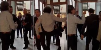 Jesús Sesma of the Green Ecologist of Mexico Party (left) and Jorge Gaviño of the PRD (right) had to be separated by bystanders.