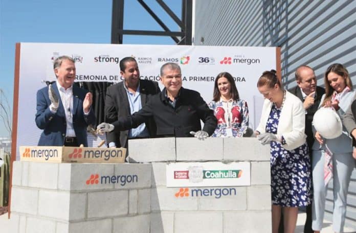 Mergon CEO Pat Beirne (far left) and Coahuila Governor Miguel Riquelme (center) along with other company and state officials at the Mergon inaugeration.