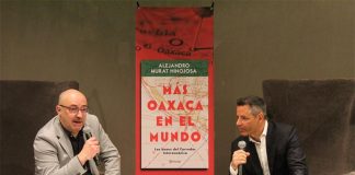 Alejandro Murat presents his book, "More Oaxaca in the World," on Saturday at the Guadalajara International Book Fair.