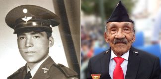 Horacio Castilleja Albarrán during his time as an active service member, left, and in 2021, right.
