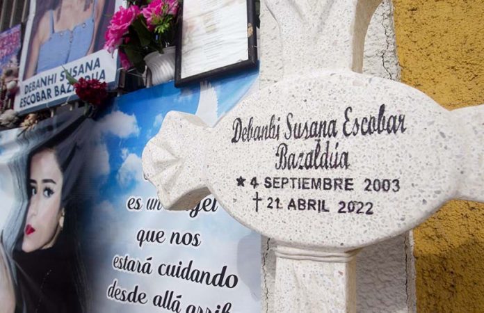 Memorial to Debanhi Escobar, whose body was found in April 2022 in a motel cistern in Nuevo Leon, Mexico
