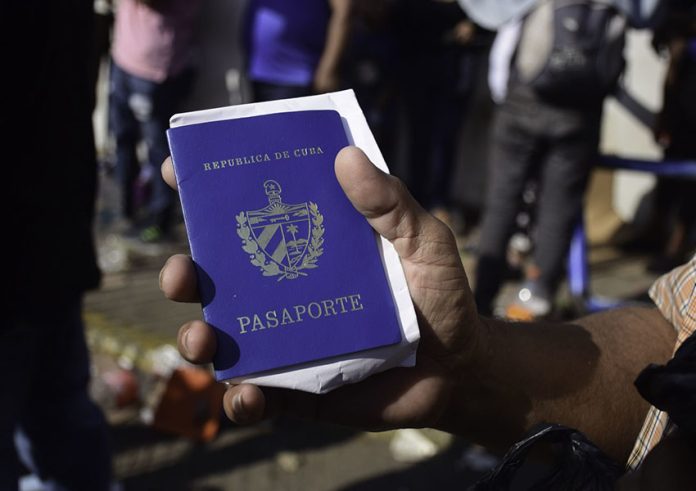 Man with Cuban passport in Tapachula, CHiapas.