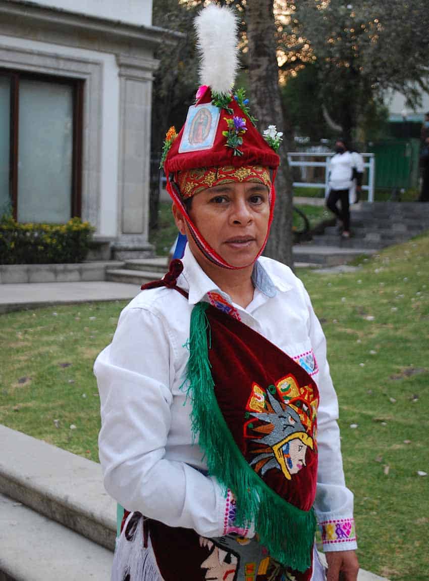 Mexican voladora Jacinta Teresa Hernández at the Los Pinos cultural center in Mexico City