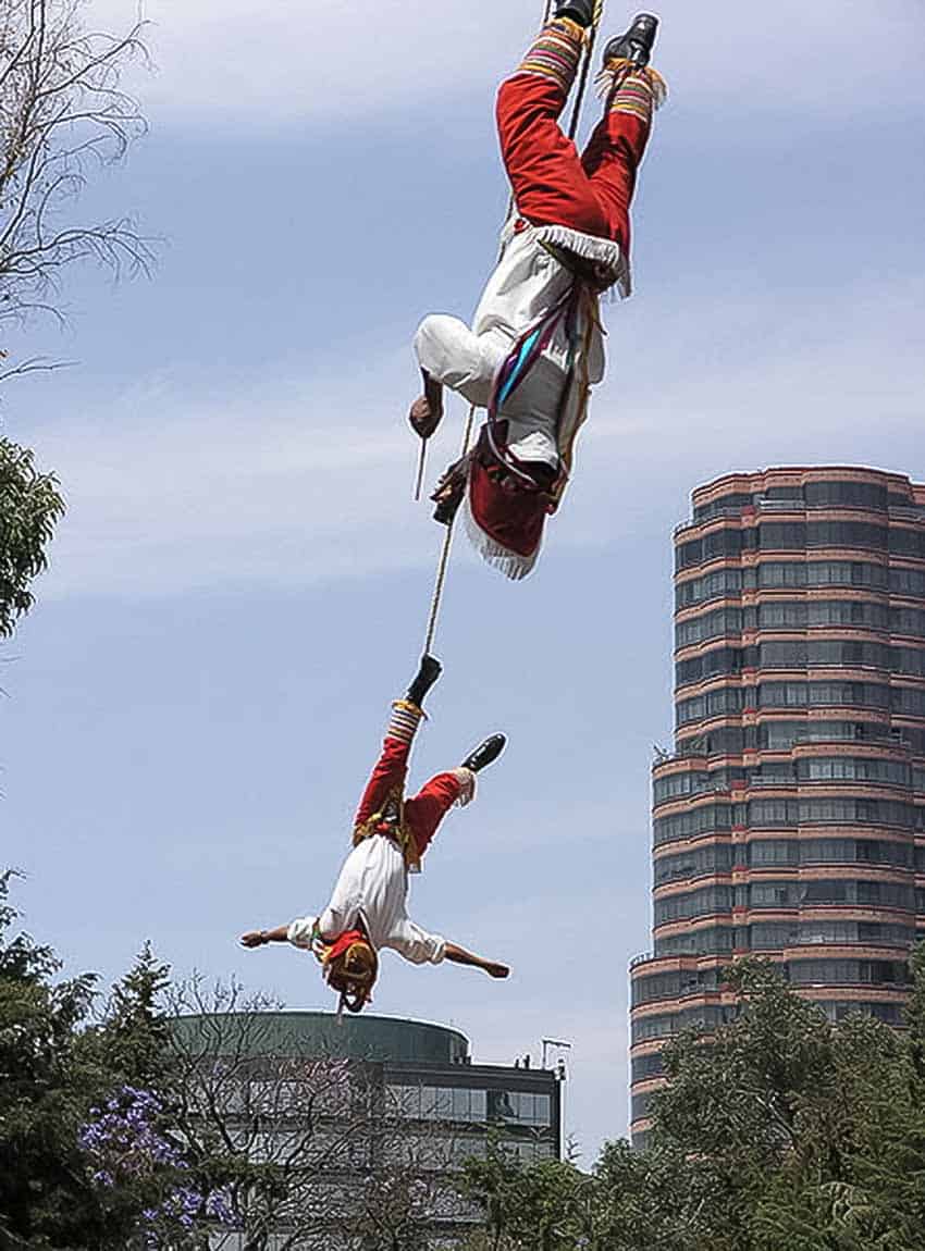 Voladores performing at Chapultepec park in Mexico City