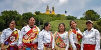 Female voladoras in Cholula Puebla, Mexico