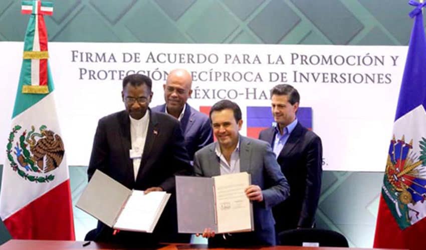 Mexico and Haiti signing a APPRI agreement in 2016