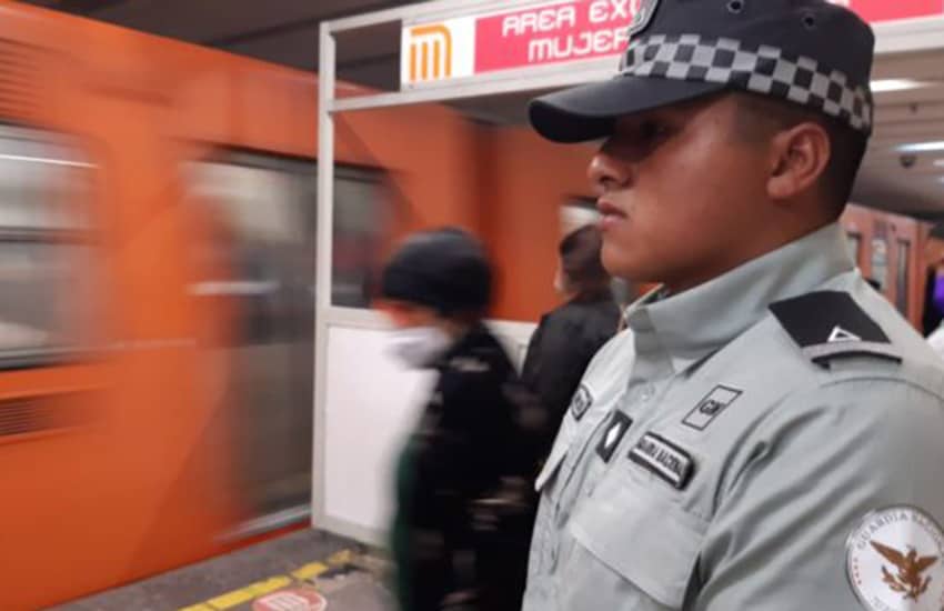 National Guard on duty in Mexico City Metro