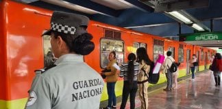National Guard patrolling Mexico City's Metro system.