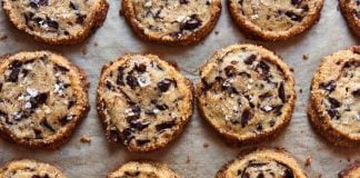 Salted chocolate chip shortbread cookies