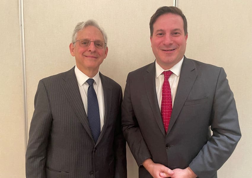 US Attorney General Merrick Garland and Canada's Minister of Public Safety Marco Mendicino