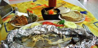 Foil wrapped trout in Tenango del Valle, Mexico state