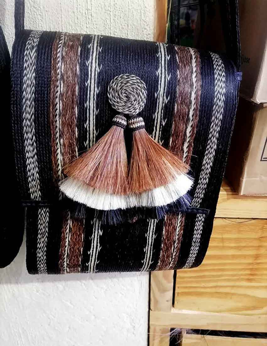 A purse made completely with horse hair