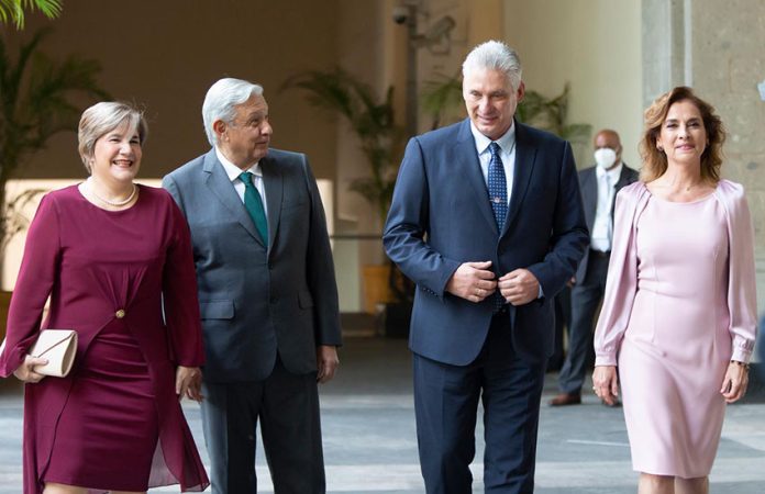 President Lopez Obrador, 2nd from left with President Miguel Diaz-Canel, 3rd from left.