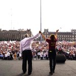Mexico's President Lopez Obrador at a rally with his supporters