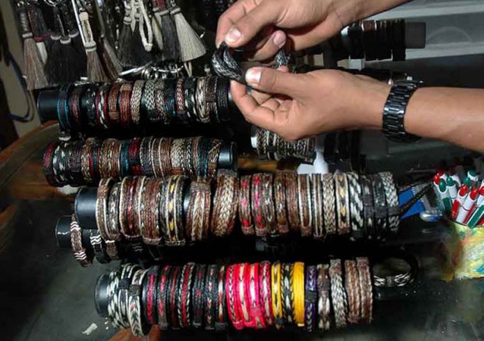 Handmade bracelets made from horse mane hair