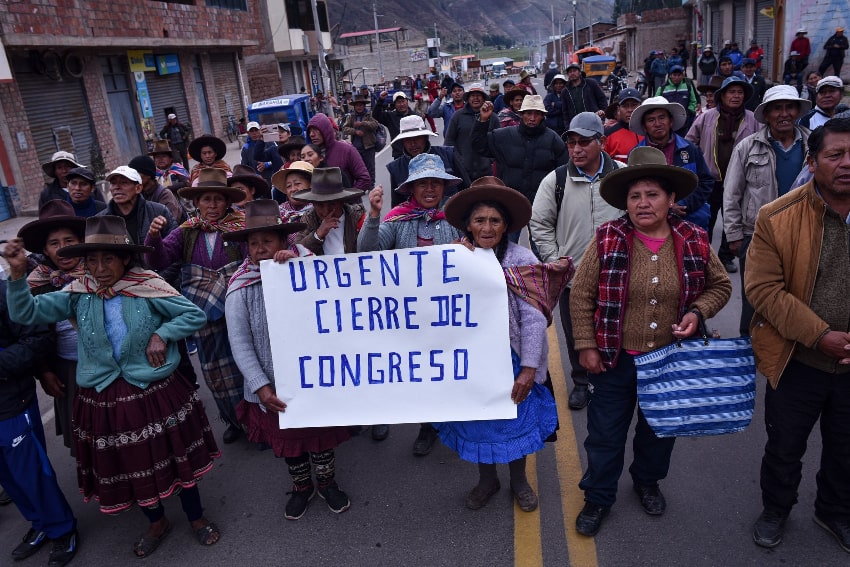 Protesters in Peru