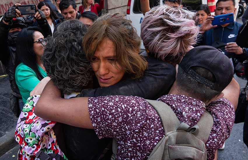 Victoria Samano, Mexico City transgender activist, at protest