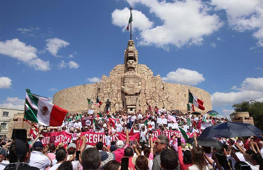 anti-election-reform protest in Merida, Mexico