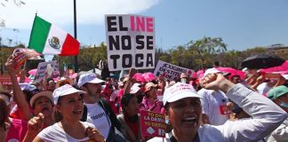 Anti-electoral-reform protesters in Jalisco, Mexico