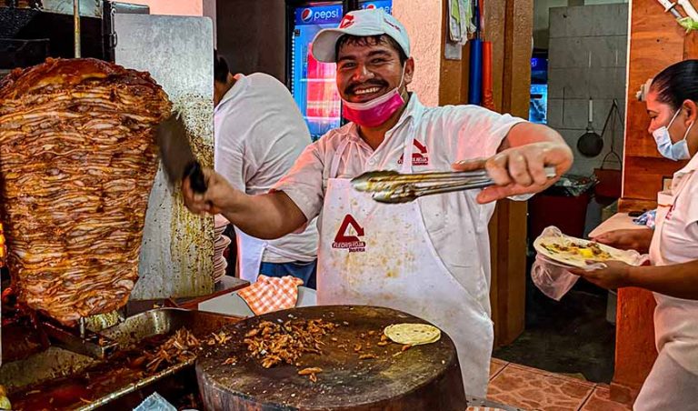 Street food taco stand in Zihuatanejo, Mexico