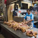 Chicken butcher in Campeche, Mexico, market