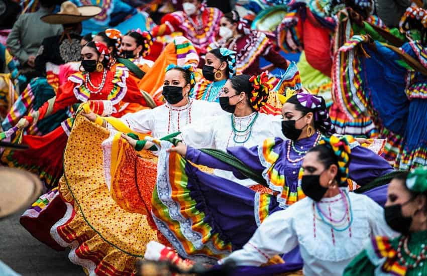 Folkoric dancers at Guadalajara's founding anniversary celebration