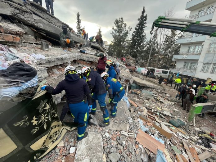 Rescue workers in Turkey