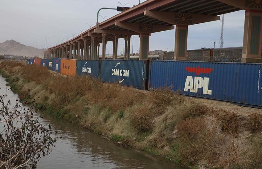 shipping container wall at US border