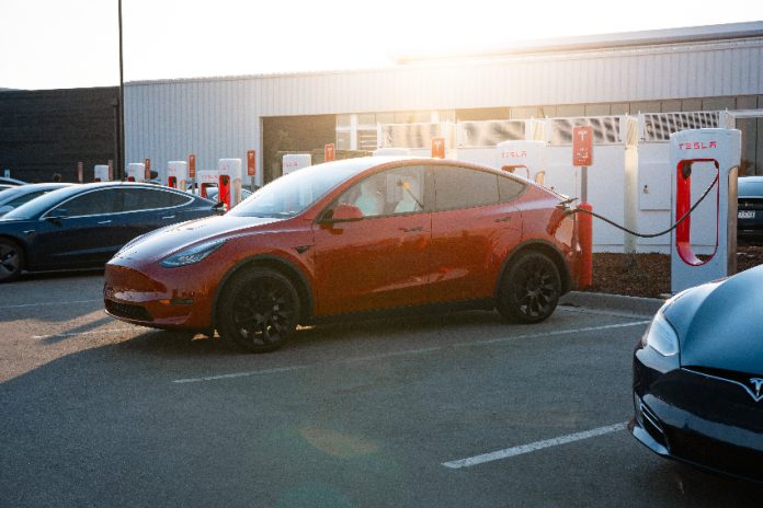 Tesla electric vehicle charging station