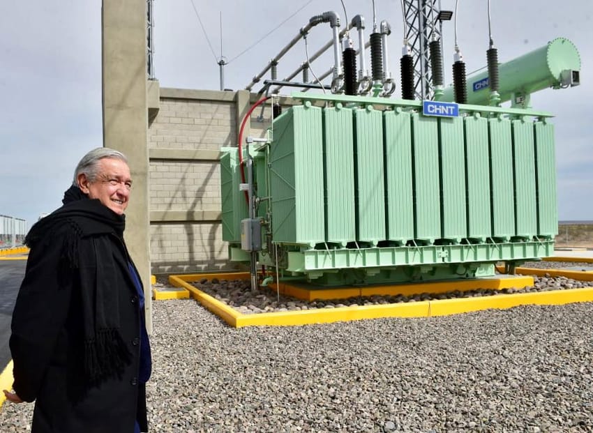 AMLO at the Puerto Peñasco solar power plant