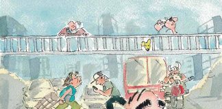 Busy roadway in typical Mexican city