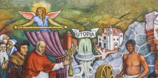 Part of mural honoring Vasco de Quiroga painted by Juan O'Gorman
