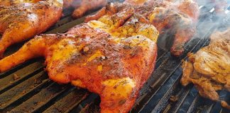 U.S-style barbecued chicken at La Obrera Grill in Mexico City