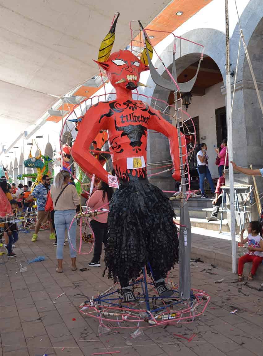 Judas pyrotechnics figure being made in Tultepec, Mexico state