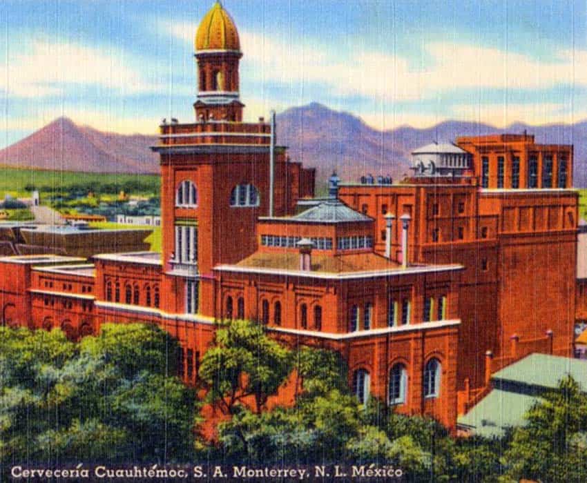 Old postcard of the original Cuauhtémoc Brewery in Monterrey, Nuevo Leon, Mexico