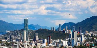 Skyline of the city of Monterrey featuring many of its iconic buildings