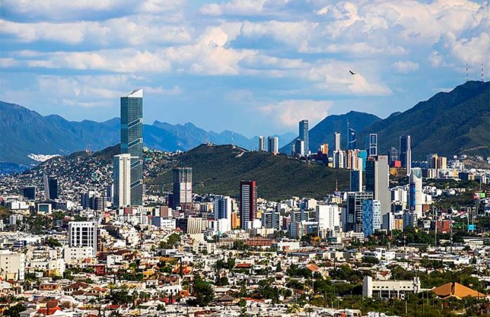 Skyline of the city of Monterrey featuring many of its iconic buildings