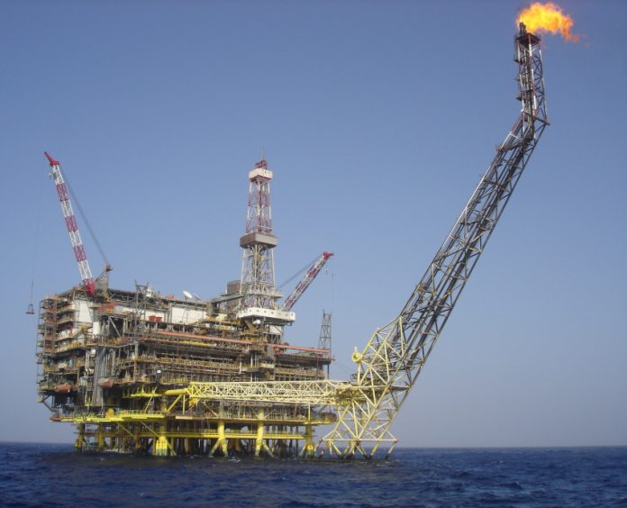 A Eni oil rig in the Mediterranean sea.