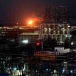 A refinery in Veracruz lets off a gas flare