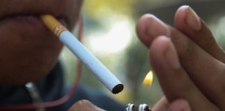 Person smoking a cigarette