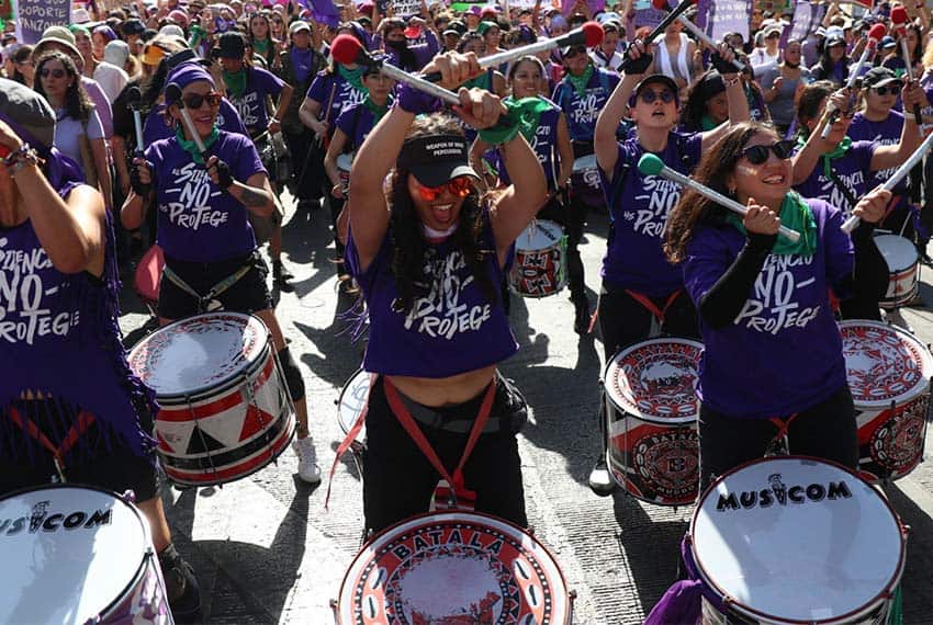 Marchers at International Women's Day March 2023 in Mexico City